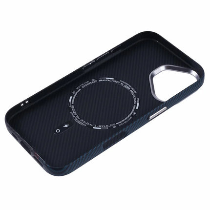 For iPhone 16 Plus Case Compatible with MagSafe Carbon Fiber Texture Water-Transfer PC Phone Cover