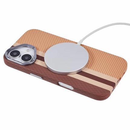 For iPhone 16 Plus Case Compatible with MagSafe Carbon Fiber Texture Water-Transfer PC Phone Cover