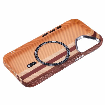 For iPhone 16 Plus Case Compatible with MagSafe Carbon Fiber Texture Water-Transfer PC Phone Cover