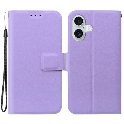 For iPhone 16 Plus Case Ultra-Thin PU Leather + TPU Phone Cover with Card Slot - Purple