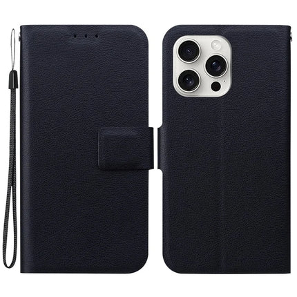 For iPhone 16 Pro Max Case Ultra-Thin PU Leather + TPU Phone Cover with Card Slot - Black