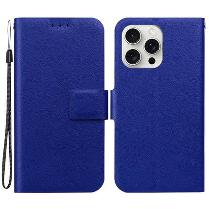For iPhone 16 Pro Max Case Ultra-Thin PU Leather + TPU Phone Cover with Card Slot - Blue