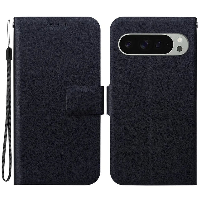 For Google Pixel 9 Pro  /  Pixel 9 Case Ultra-Thin PU Leather + TPU Phone Cover with Card Slot - Black