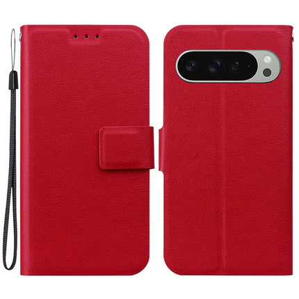For Google Pixel 9 Pro  /  Pixel 9 Case Ultra-Thin PU Leather + TPU Phone Cover with Card Slot - Red