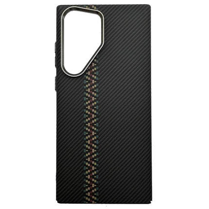 For Samsung Galaxy S23 Ultra Case Compatible with MagSafe Carbon Fiber Texture Water-Transfer PC Phone Cover