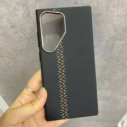 For Samsung Galaxy S23 Ultra Case Compatible with MagSafe Carbon Fiber Texture Water-Transfer PC Phone Cover