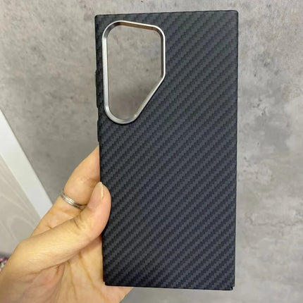 For Samsung Galaxy S23 Ultra Case Compatible with MagSafe Carbon Fiber Texture Water-Transfer PC Phone Cover