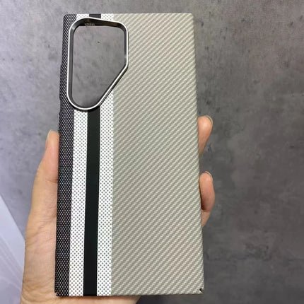 For Samsung Galaxy S23 Ultra Case Compatible with MagSafe Carbon Fiber Texture Water-Transfer PC Phone Cover