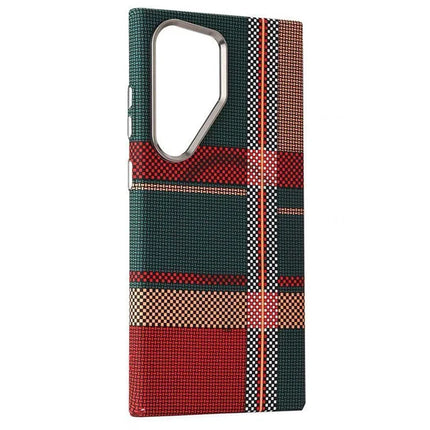 For Samsung Galaxy S23 Ultra Case Compatible with MagSafe Carbon Fiber Texture Water-Transfer PC Phone Cover