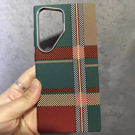 For Samsung Galaxy S23 Ultra Case Compatible with MagSafe Carbon Fiber Texture Water-Transfer PC Phone Cover