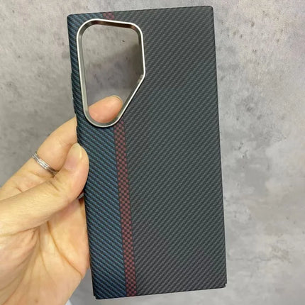 For Samsung Galaxy S23 Ultra Case Compatible with MagSafe Carbon Fiber Texture Water-Transfer PC Phone Cover