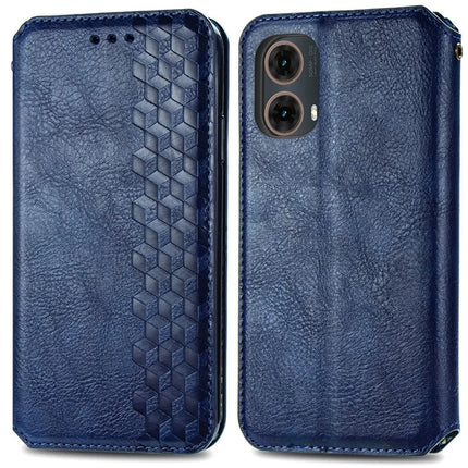 For Motorola Moto G85 5G / S50 Neo 5G Case Rhombus Imprint PU Leather Wallet Phone Cover - Blue