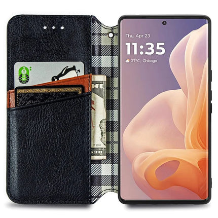 For Motorola Moto G85 5G / S50 Neo 5G Case Rhombus Imprint PU Leather Wallet Phone Cover