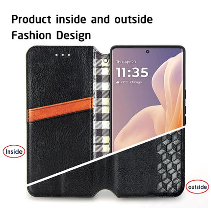For Motorola Moto G85 5G / S50 Neo 5G Case Rhombus Imprint PU Leather Wallet Phone Cover