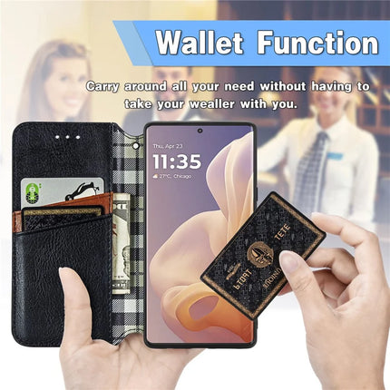 For Motorola Moto G85 5G / S50 Neo 5G Case Rhombus Imprint PU Leather Wallet Phone Cover