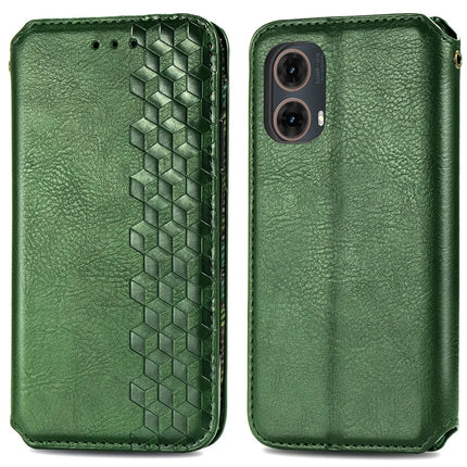 For Motorola Moto G85 5G / S50 Neo 5G Case Rhombus Imprint PU Leather Wallet Phone Cover - Green