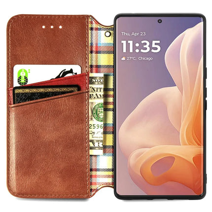 For Motorola Moto G85 5G / S50 Neo 5G Case Rhombus Imprint PU Leather Wallet Phone Cover