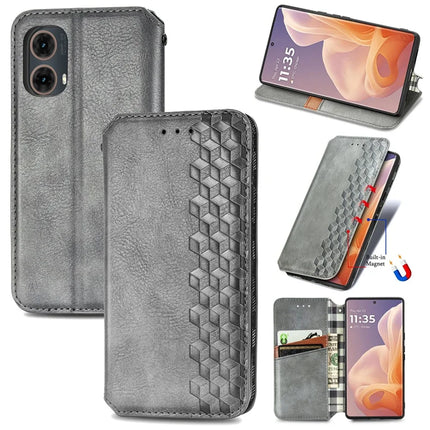 For Motorola Moto G85 5G / S50 Neo 5G Case Rhombus Imprint PU Leather Wallet Phone Cover