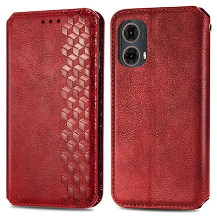 For Motorola Moto G85 5G / S50 Neo 5G Case Rhombus Imprint PU Leather Wallet Phone Cover - Red