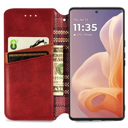 For Motorola Moto G85 5G / S50 Neo 5G Case Rhombus Imprint PU Leather Wallet Phone Cover