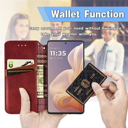 For Motorola Moto G85 5G / S50 Neo 5G Case Rhombus Imprint PU Leather Wallet Phone Cover