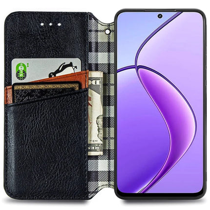 For Oppo F27 5G Case Rhombus Imprint PU Leather Wallet Phone Cover