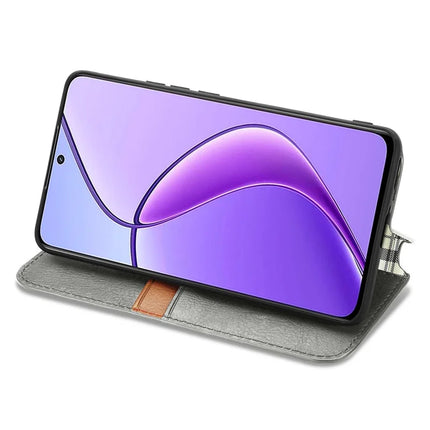 For Oppo F27 5G Case Rhombus Imprint PU Leather Wallet Phone Cover