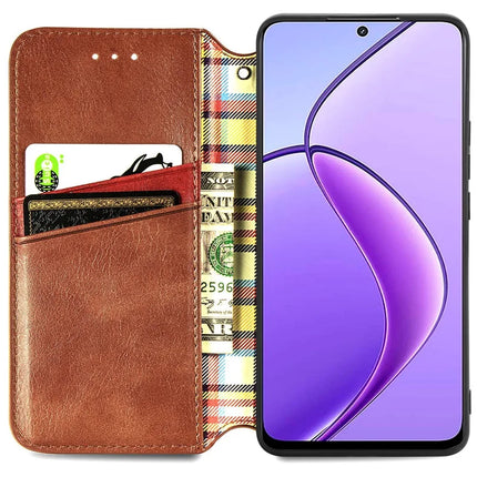 For Oppo F27 5G Case Rhombus Imprint PU Leather Wallet Phone Cover