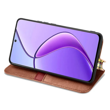 For Oppo F27 5G Case Rhombus Imprint PU Leather Wallet Phone Cover