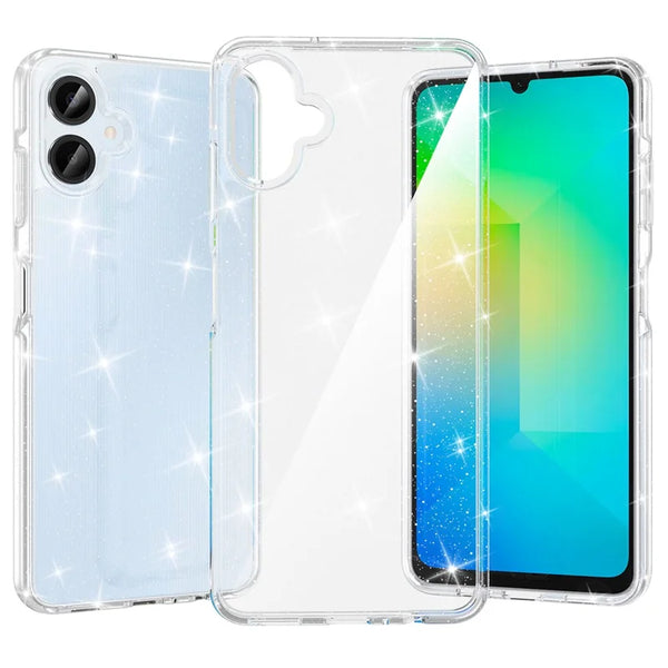 ShopCaseCart Shockproof Stand Samsung Galaxy A06 Protective cover PC + TPU Transparent Glitter Phone Guard