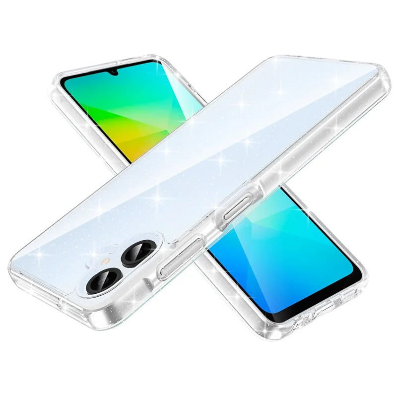 ShopCaseCart Shockproof Stand Samsung Galaxy A06 Protective cover PC + TPU Transparent Glitter Phone Guard