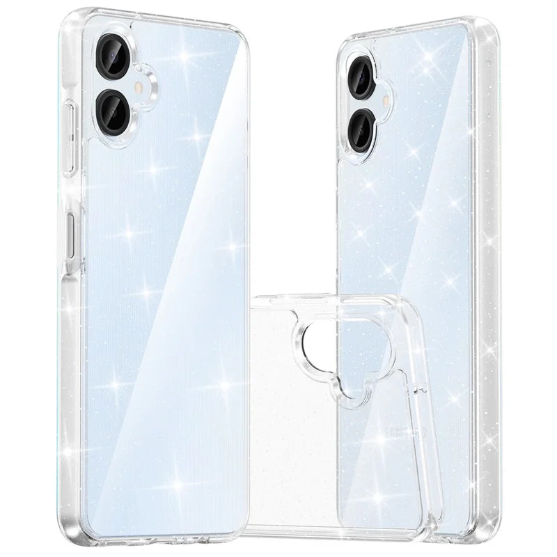 ShopCaseCart Shockproof Stand Samsung Galaxy A06 Protective cover PC + TPU Transparent Glitter Phone Guard