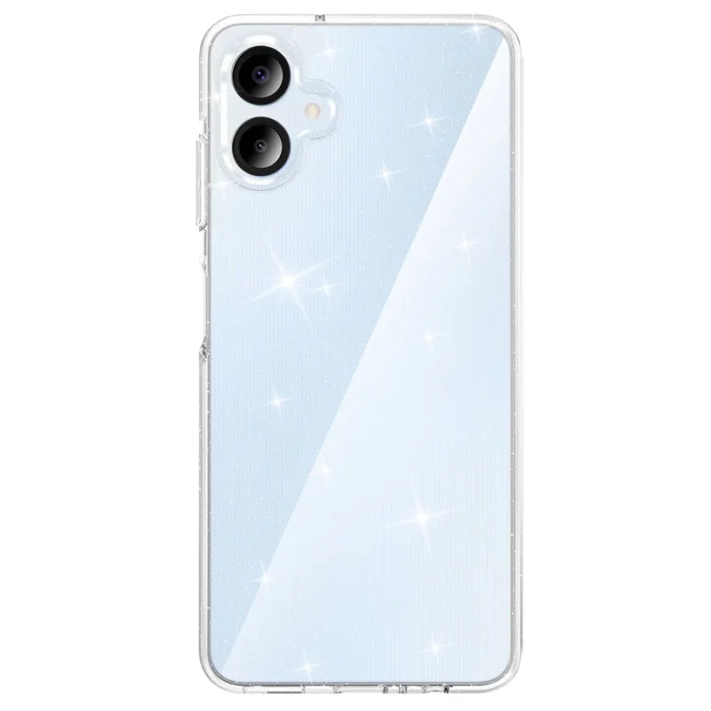 ShopCaseCart Shockproof Stand Samsung Galaxy A06 Protective cover PC + TPU Transparent Glitter Phone Guard