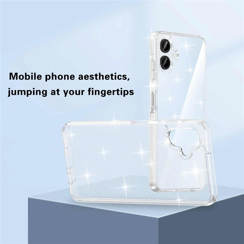 ShopCaseCart Shockproof Stand Samsung Galaxy A06 Protective cover PC + TPU Transparent Glitter Phone Guard