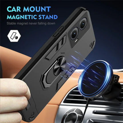 For Motorola Edge (2024) 5G Case PC+TPU Drop Defend Phone Cover with Ring Kickstand