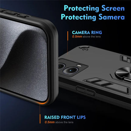 For Motorola Edge (2024) 5G Case PC+TPU Drop Defend Phone Cover with Ring Kickstand
