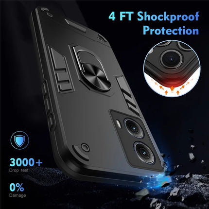 For Motorola Edge (2024) 5G Case PC+TPU Drop Defend Phone Cover with Ring Kickstand