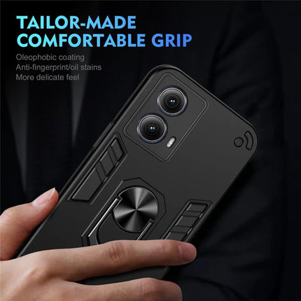 For Motorola Edge (2024) 5G Case PC+TPU Drop Defend Phone Cover with Ring Kickstand