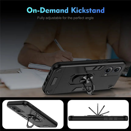 For Motorola Edge (2024) 5G Case PC+TPU Drop Defend Phone Cover with Ring Kickstand