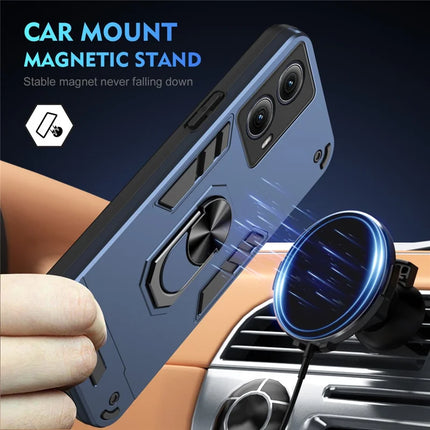 For Motorola Edge (2024) 5G Case PC+TPU Drop Defend Phone Cover with Ring Kickstand
