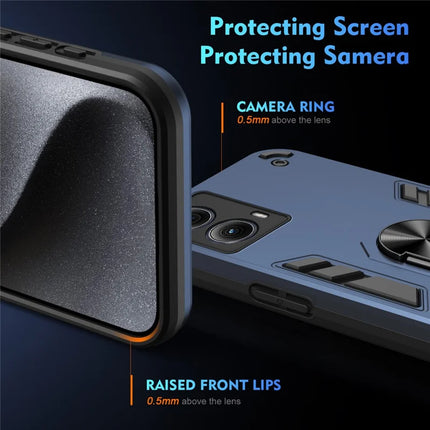 For Motorola Edge (2024) 5G Case PC+TPU Drop Defend Phone Cover with Ring Kickstand