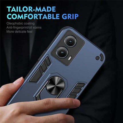 For Motorola Edge (2024) 5G Case PC+TPU Drop Defend Phone Cover with Ring Kickstand