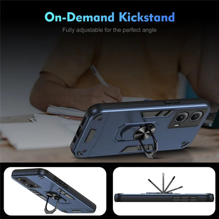 For Motorola Edge (2024) 5G Case PC+TPU Drop Defend Phone Cover with Ring Kickstand