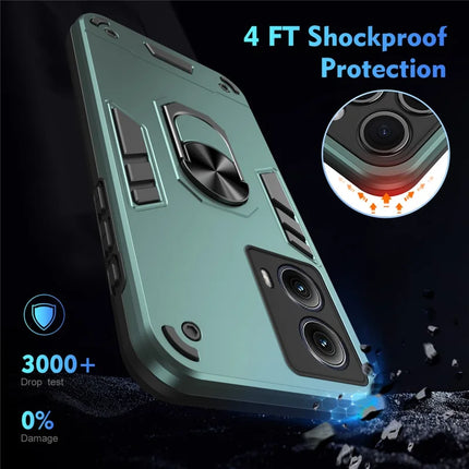 For Motorola Edge (2024) 5G Case PC+TPU Drop Defend Phone Cover with Ring Kickstand