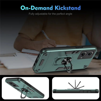 For Motorola Edge (2024) 5G Case PC+TPU Drop Defend Phone Cover with Ring Kickstand