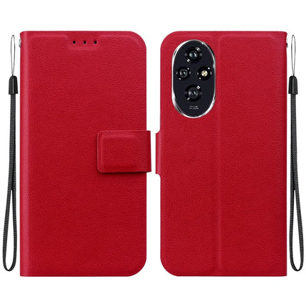 For Honor 200 5G Case Ultra-Thin PU Leather + TPU Phone Cover with Card Slot - Red