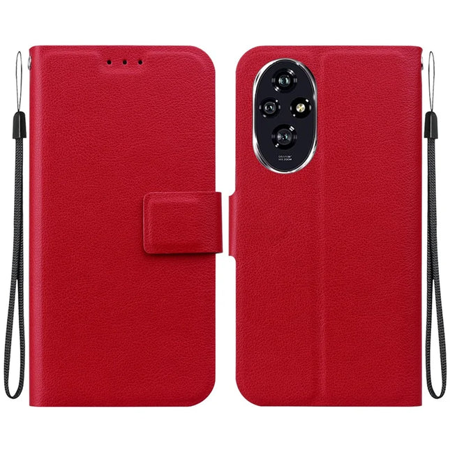 For Honor 200 5G Case Ultra-Thin PU Leather + TPU Phone Cover with Card Slot - Red