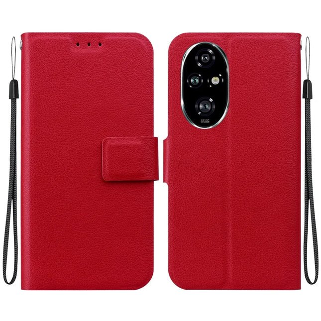 For Honor 200 Pro 5G Case Ultra-Thin PU Leather + TPU Phone Cover with Card Slot - Red