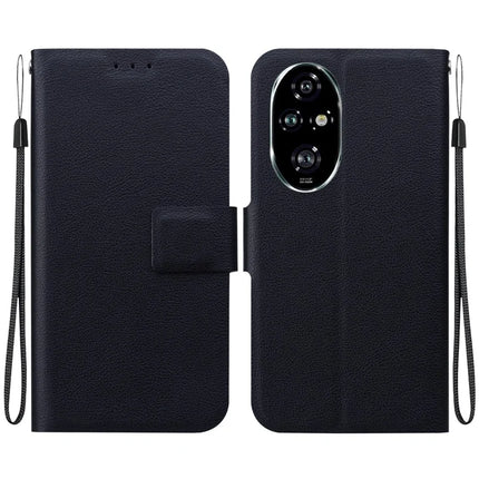 For Honor 200 Pro 5G Case Ultra-Thin PU Leather + TPU Phone Cover with Card Slot - Black