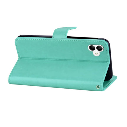 For Samsung Galaxy A06 Case Owl Flower Imprinted Leather Cover Wallet with Strap